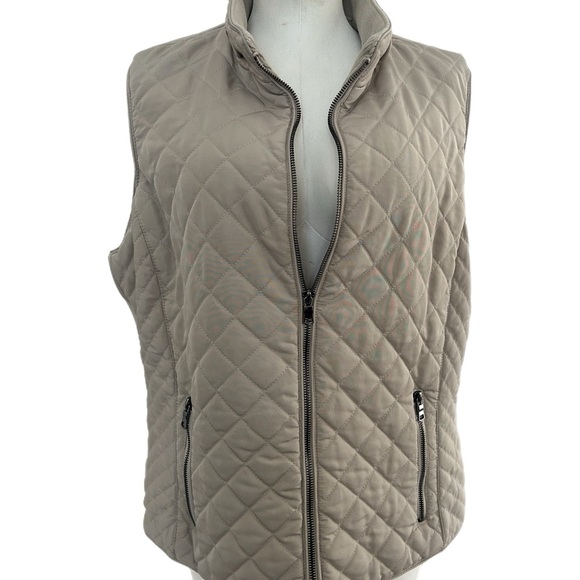 Westport Tan Beige Khaki Sleeveless Zip Up Vest Jacket Coat Women's Size 1 X - Picture 4 of 7